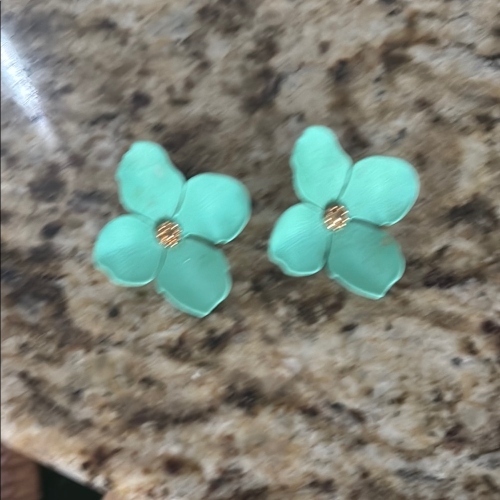 Mint Green Floral Earrings